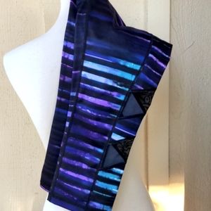 Ideology Blue Black Purple Teal Striped Cropped Leggings Medium Active Wear